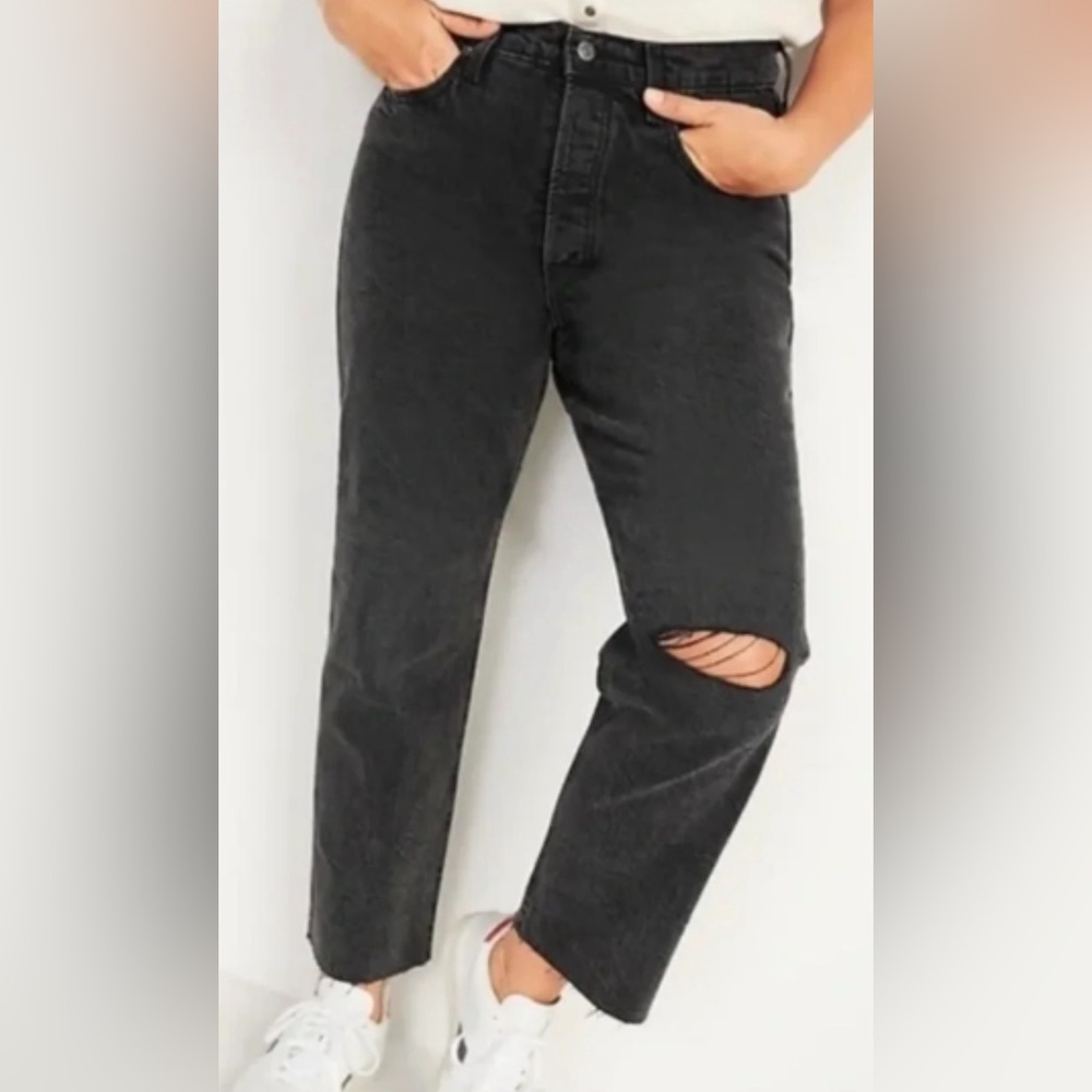Old Navy Sky-Hi Straight Ankle Raw Hem Jeans Extra High-Rise Size 0 NWT